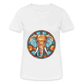 Elephant Colorful Watercolor Animal Illustration - Women's Breathable T-Shirt - white - Front - AI Model Female 172 dark (172cm)