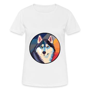 Husky-Hund Bunte Aquarell-Tier-Illustration - Frauen T-Shirt atmungsaktiv - Weiß - Vorne - AI Model Female 172 dark (172cm)