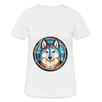 Husky-Hund Bunte Aquarell-Tier-Illustration - Frauen T-Shirt atmungsaktiv - Weiß - Vorne - AI Model Female 172 dark (172cm)