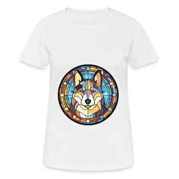 Husky-Hund Bunte Aquarell-Tier-Illustration - Frauen T-Shirt atmungsaktiv - Weiß - Vorne - AI Model Female 172 dark (172cm)