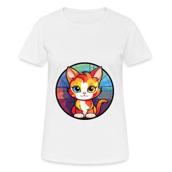 Chaton bébé chat coloré aquarelle Animal Cartoon - T-shirt respirant Femme - blanc - Devant - AI Model Female 172 dark (172cm)