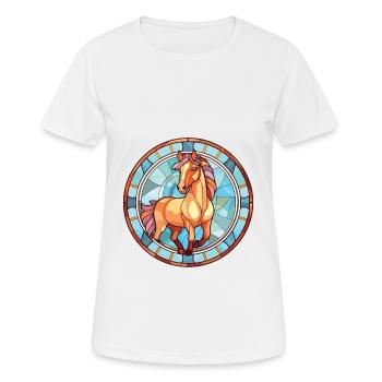 Poney Bébé Cheval Aquarelle Colorée Animal Cartoon - T-shirt respirant Femme - blanc - Devant - AI Model Female 172 dark (172cm)