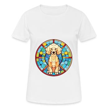 Caniche Chien Aquarelle Colorée Animal Illustration - T-shirt respirant Femme - blanc - Devant - AI Model Female 172 dark (172cm)