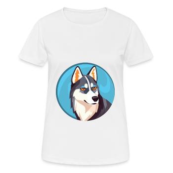 Husky-Hund Bunte Aquarell-Tier-Illustration - Frauen T-Shirt atmungsaktiv - Weiß - Vorne - AI Model Female 172 dark (172cm)