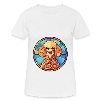 Pudel Hund Buntes Aquarell Tier Illustration - Frauen T-Shirt atmungsaktiv - Weiß - Vorne - AI Model Female 172 dark (172cm)