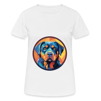 Rottweiler Chien Aquarelle Colorée Animal Cartoon - T-shirt respirant Femme - blanc - Devant - AI Model Female 172 dark (172cm)
