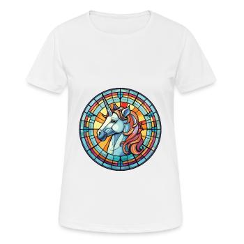 Einhorn bunte Aquarell Tier Illustration - Frauen T-Shirt atmungsaktiv - Weiß - Vorne - AI Model Female 172 dark (172cm)