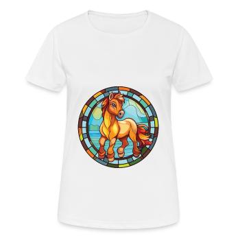 Poney Bébé Cheval Aquarelle Colorée Animal Cartoon - T-shirt respirant Femme - blanc - Devant - AI Model Female 172 dark (172cm)