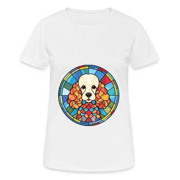 Pudel Hund Buntes Aquarell Tier Illustration - Frauen T-Shirt atmungsaktiv - Weiß - Vorne - AI Model Female 172 dark (172cm)