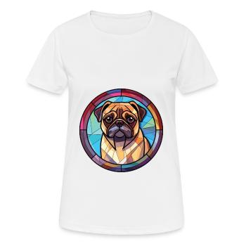 Mopshund bunte Aquarell-Tier-Illustration - Frauen T-Shirt atmungsaktiv - Weiß - Vorne - AI Model Female 172 dark (172cm)