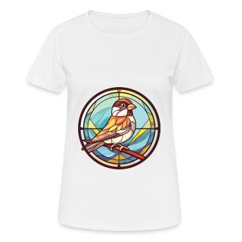 Spatz bunte Aquarell-Tier-Illustration - Frauen T-Shirt atmungsaktiv - Weiß - Vorne - AI Model Female 172 dark (172cm)