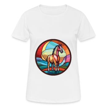 Pony buntes Aquarell Tier Haustier Illustration - Frauen T-Shirt atmungsaktiv - Weiß - Vorne - AI Model Female 172 dark (172cm)
