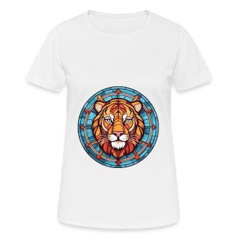 Tiger Buntes Aquarell Tier Haustier Illustration - Frauen T-Shirt atmungsaktiv - Weiß - Vorne - AI Model Female 172 dark (172cm)