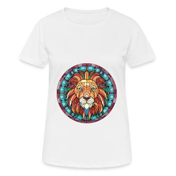 Lion Colorful Watercolor Animal Pet Illustration - Women's Breathable T-Shirt - white - Front - AI Model Female 172 dark (172cm)