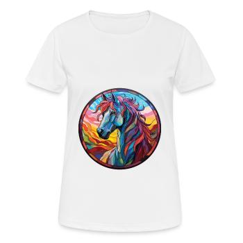 Horse Colorful Watercolor Animal Pet Illustration - Women's Breathable T-Shirt - white - Front - AI Model Female 172 dark (172cm)