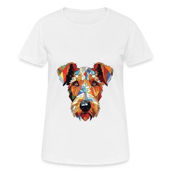 Airedale Terrier chien race aquarelle Illustration - T-shirt respirant Femme - blanc - Devant - AI Model Female 172 dark (172cm)
