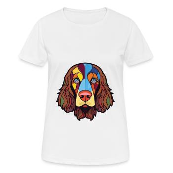 Amerikanischer Wasserspaniel Hunderasse Aquarellglas - Frauen T-Shirt atmungsaktiv - Weiß - Vorne - AI Model Female 172 dark (172cm)