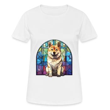 Akita Hunderasse bunte Aquarell-Illustration - Frauen T-Shirt atmungsaktiv - Weiß - Vorne - AI Model Female 172 dark (172cm)