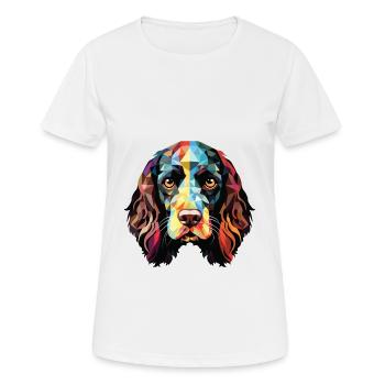 Alpine Spaniel Dog Breed Watercolor Illustration - Women's Breathable T-Shirt - white - Front - AI Model Female 172 dark (172cm)