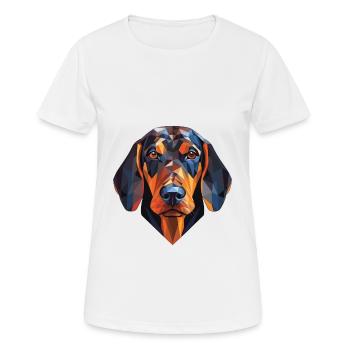 Aquarelle de chien Coonhound noir et Tan américain - T-shirt respirant Femme - blanc - Devant - AI Model Female 172 dark (172cm)