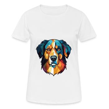 Illustration aquarelle de race de chien de berger basque - T-shirt respirant Femme - blanc - Devant - AI Model Female 172 dark (172cm)