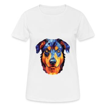 Beauceron Hunderasse Aquarell Glas Illustration - Frauen T-Shirt atmungsaktiv - Weiß - Vorne - AI Model Female 172 dark (172cm)