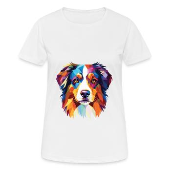 Berger australien chien race aquarelle colorée - T-shirt respirant Femme - blanc - Devant - AI Model Female 172 dark (172cm)