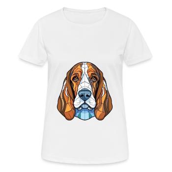 Basset Bleu De Gascogne Dog Breed Watercolor Glass - Women's Breathable T-Shirt - white - Front - AI Model Female 172 dark (172cm)