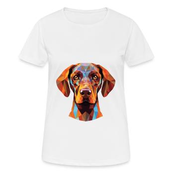 Chien d’arrêt belge à poil court race aquarelle - T-shirt respirant Femme - blanc - Devant - AI Model Female 172 dark (172cm)