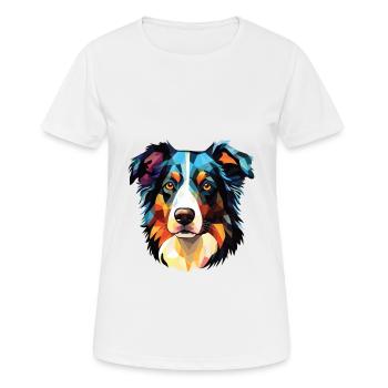 Border Collie Hunderasse Aquarell Illustration - Frauen T-Shirt atmungsaktiv - Weiß - Vorne - AI Model Female 172 dark (172cm)
