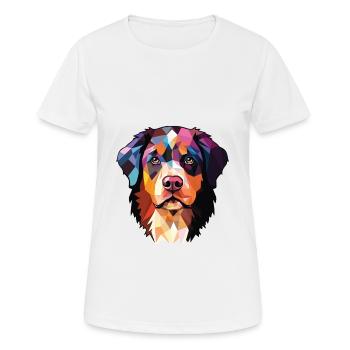 Bernese Mountain Dog Breed Watercolor Illustration - Women's Breathable T-Shirt - white - Front - AI Model Female 172 dark (172cm)