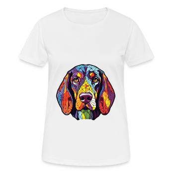 Bluetick Coonhound Dog Breed Colorful Watercolor - Women's Breathable T-Shirt - white - Front - AI Model Female 172 dark (172cm)