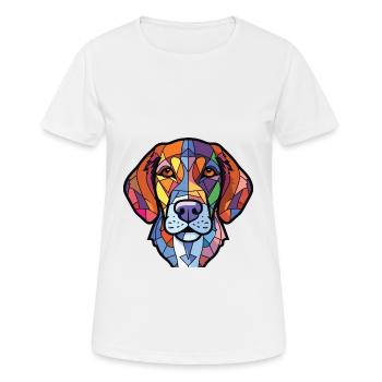 Cao De Castro Laboreiro race chien aquarelle verre - T-shirt respirant Femme - blanc - Devant - AI Model Female 172 dark (172cm)
