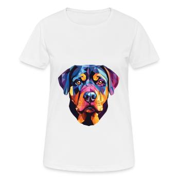 Rottweiler chien race aquarelle verre Illustration - T-shirt respirant Femme - blanc - Devant - AI Model Female 172 dark (172cm)