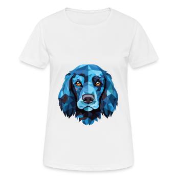 Blaue Picardie Spaniel Hunderasse buntes Aquarell - Frauen T-Shirt atmungsaktiv - Weiß - Vorne - AI Model Female 172 dark (172cm)