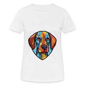 Cao da Serra de Aires Hunderasse Aquarellglas - Frauen T-Shirt atmungsaktiv - Weiß - Vorne - AI Model Female 172 dark (172cm)