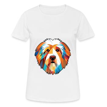 Catalan Sheepdog Dog Breed Watercolor Illustration - Women's Breathable T-Shirt - white - Front - AI Model Female 172 dark (172cm)