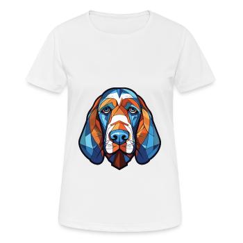 Blue Gascony Basset Dog Breed Colorful Watercolor - Women's Breathable T-Shirt - white - Front - AI Model Female 172 dark (172cm)