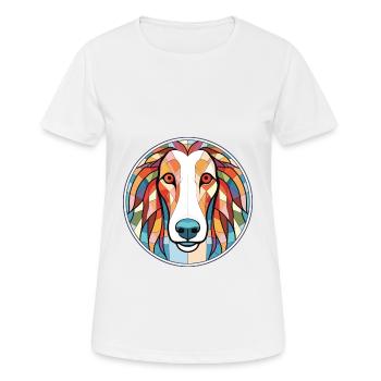 Borzoi Dog Breed Colorful Watercolor Illustration - Women's Breathable T-Shirt - white - Front - AI Model Female 172 dark (172cm)