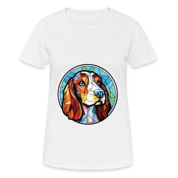 Cao da Serra de Aires Hunderasse Aquarellglas - Frauen T-Shirt atmungsaktiv - Weiß - Vorne - AI Model Female 172 dark (172cm)
