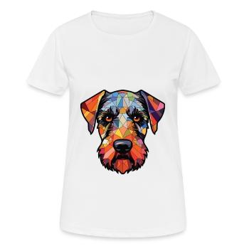 Cesky Terrier Hunderasse Aquarell Illustration - Frauen T-Shirt atmungsaktiv - Weiß - Vorne - AI Model Female 172 dark (172cm)