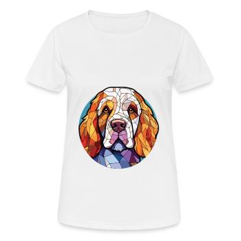 Clumber Spaniel Dog Breed Watercolor Illustration - Women's Breathable T-Shirt - white - Front - AI Model Female 172 dark (172cm)