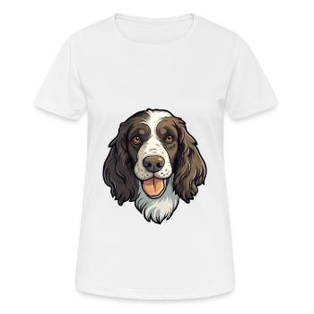 Munsterlander Dog Breed Cartoon Kawaii Illustratio - Women's Breathable T-Shirt - white - Front - AI Model Female 172 dark (172cm)