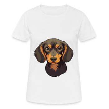 Miniatur Dackel Hunderasse Cartoon Kawaii Illus - Frauen T-Shirt atmungsaktiv - Weiß - Vorne - AI Model Female 172 dark (172cm)