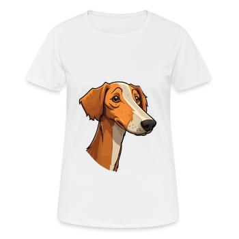 Lurcher chien race dessin animé Kawaii Illustration - T-shirt respirant Femme - blanc - Devant - AI Model Female 172 dark (172cm)