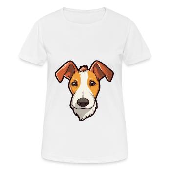 Miniature Fox Terrier chien race dessin animé Kawaii malade - T-shirt respirant Femme - blanc - Devant - AI Model Female 172 dark (172cm)