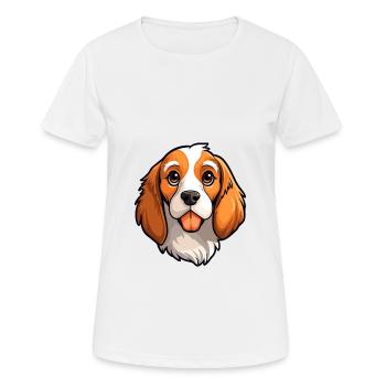 Nederlandse Kooikerhondje Dog Breed Cartoon Kawaii - Women's Breathable T-Shirt - white - Front - AI Model Female 172 dark (172cm)