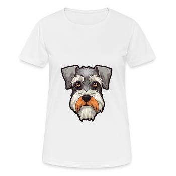 Miniature Schnauzer chien race dessin animé Kawaii Illus - T-shirt respirant Femme - blanc - Devant - AI Model Female 172 dark (172cm)