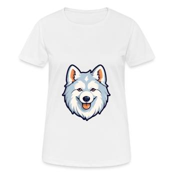 Nordique Spitz chien race Cartoon Kawaii Illustration - T-shirt respirant Femme - blanc - Devant - AI Model Female 172 dark (172cm)
