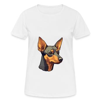 Miniatur Pinscher Hunderasse Cartoon Kawaii Illust - Frauen T-Shirt atmungsaktiv - Weiß - Vorne - AI Model Female 172 dark (172cm)